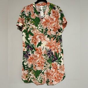 NWT H&M Tropical Resort Relaxed Multicolor Short Sleeve Shirt Dress Size Small